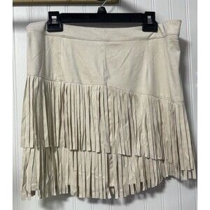 Sincerely Jules women’s XL Fringe Skirt Cream Zipper Side Western